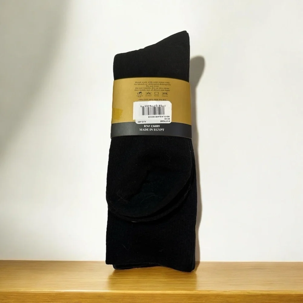 Happy Star Socks 3-Pack Premium Cotton Crew Socks Black